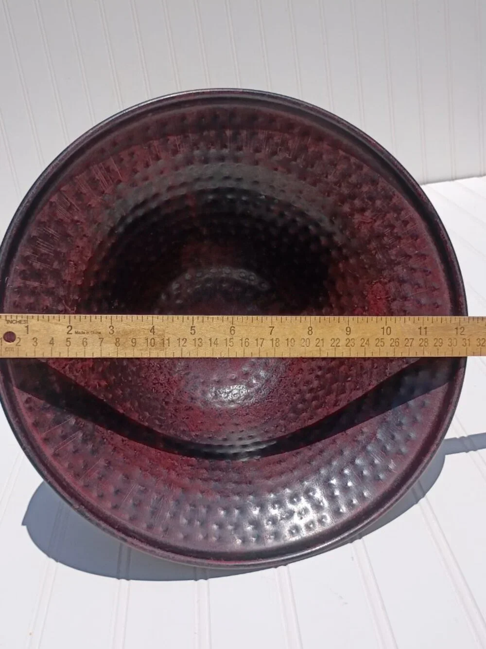 Vintage Hammered Metal Pedestal Bowl 12.5